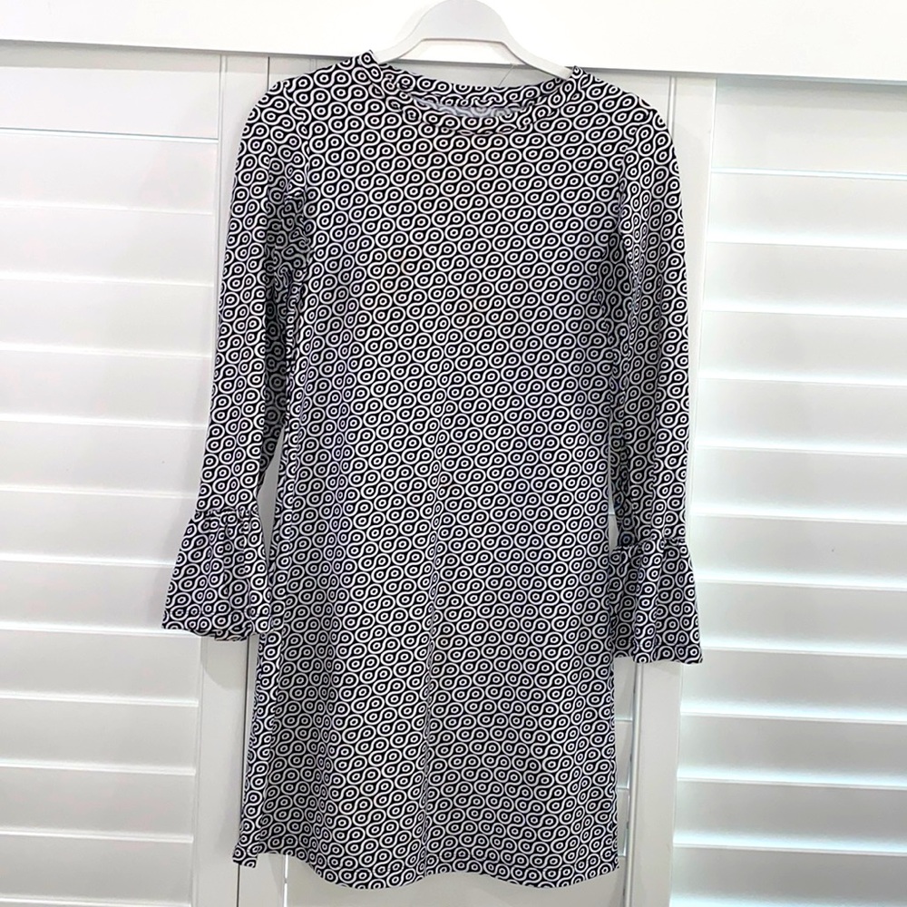 IBKUL ladies long sleeve dress with ruffled sleeve hem